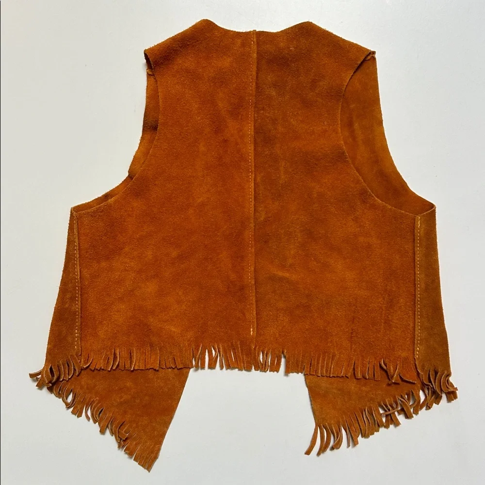 Vintage John R. Craighead kids size Large leather‎ fringe sheriff western vest.